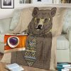 CUTE PHOTOGRAPHER BEAR WITH TIE AND GLASSES BEST SELLER FLEECE BLANKET GIFT FOR FAN