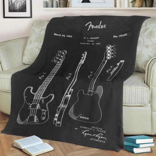 FENDER BASS BLUEPRINT BEST SELLER FLEECE BLANKET GIFT FOR FAN FENDER BASS BLUEPRINT BEST SELLER FLEECE BLANKET GIFT FOR FAN