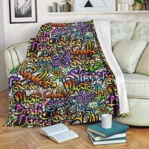 GRAFFITI ART NEON COLOR FLEECE BLANKET GIFT FOR FAN