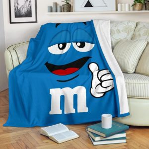 BLUE M&M FLEECE BLANKET GIFT FOR FAN