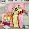 CALVIN AND HOBBES PINK FLEECE BLANKET GIFT FOR FAN