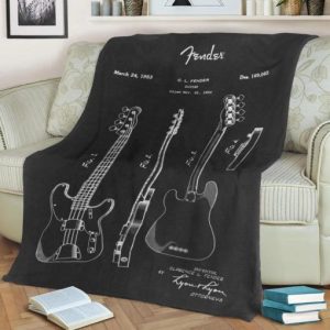 FENDER BASS BLUEPRINT FLEECE BLANKET GIFT FOR FAN