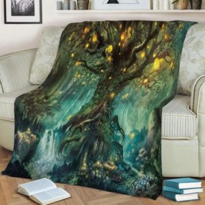 DIM LIGHT FOREST FLEECE BLANKET GIFT FOR FAN