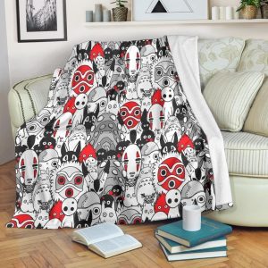 GHIBLI CHARACTERS FLEECE BLANKET GIFT FOR FAN