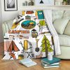 CAMPING AND CAMPER VAN FLEECE BLANKET GIFT FOR FAN
