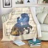 BEAUTY & THE BEAST SILHOUETTE MUSIC LYRIC FLEECE BLANKET GIFT FOR FAN
