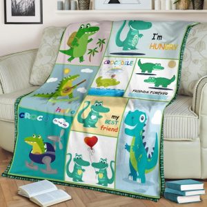 CUTE DINOSAUR AND CROCODILE MY BEST FRIEND BEST SELLER FLEECE BLANKET GIFT FOR FAN
