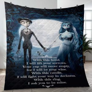 Emily the Corpse Bride and Victor Van Dort Cartoon Gift Lover Blanket