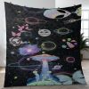 Neon Space Aliens With Planet Galaxy Ver5 Gifts Lover Gifts Lover Blanket