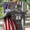 American Flag Gridiron Football Custom Personalized Quilt Blanket