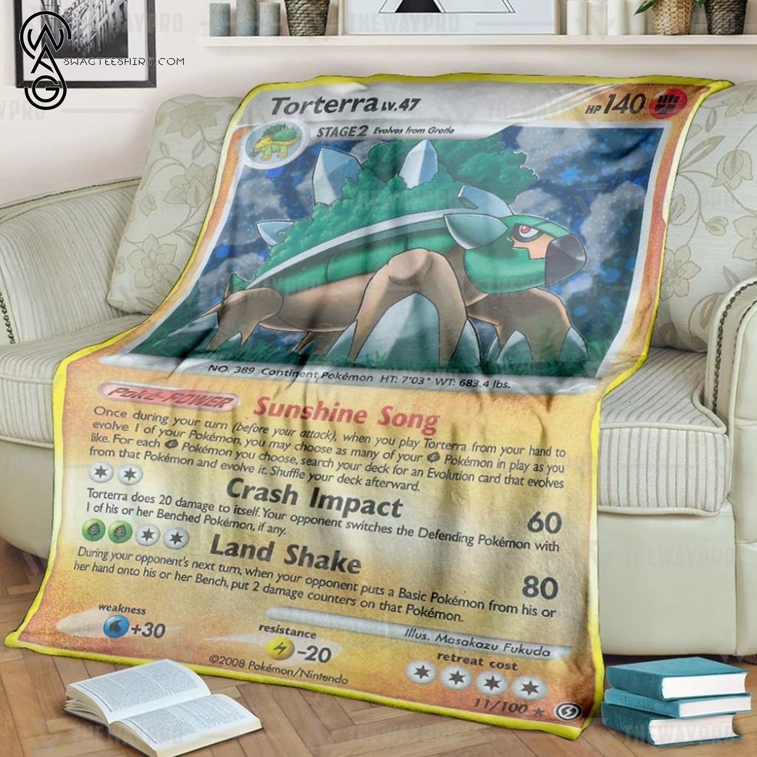 Anime Pokemon Torterra Lv 47 Full Printing Blanket Anime Pokemon Torterra Lv 47 Full Printing Blanket