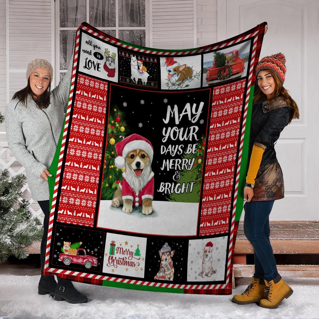 Christmas Corgi May Your Days Be Merry And Bright Xmas Fleece Blanket Christmas Corgi May Your Days Be Merry And Bright Xmas Fleece Blanket