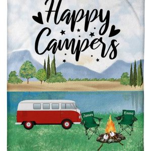 Custom Name Happy Campers Lifes Adventures Camping Blanket