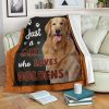 Just A Girl Who Loves Goldens Golden Retriever Fleece Blanket