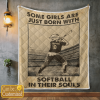 Some Girls Are Just Born With Softball In Their Souls Custom Personalized Quilt Blanket