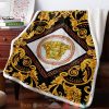 Versace Gold Pattern Black Fleece Blanket
